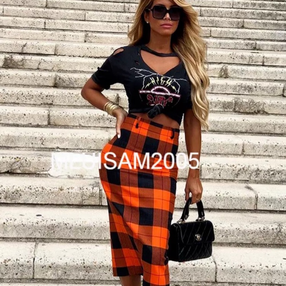 Zara Plaid Pencil Skirt